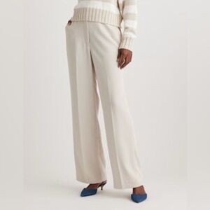 NWOT Quince Stretch Crepe Classic Wide Leg Trouser Pant in Sand